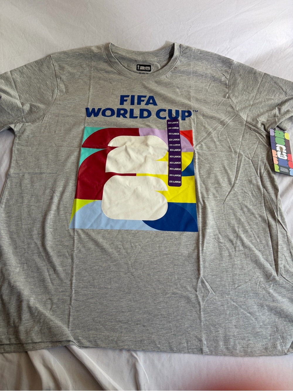 FIFA World Cup 2026 Men’s Gray Stacked 26 Graphic T-Shirt XXL NWT Soccer